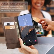 Galaxy S23 5G Wallet Case, TECH CIRCLE PU Leather Flip Folio Case with Card Holders RFID Blocking Kickstand Shockproof TPU Inner Shell Phone Cover for Samsung Galaxy S23 6.1 inch 2023, Coffee