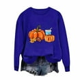 thumbnail image 2 of Enjoytime Thanksgiving Crewneck Sweatshirts Women Cute Printed Long Sleeve Pullover Tops Casual Loose Fall Winter Sweatshirt Blue S, 2 of 3