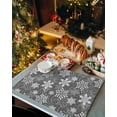 thumbnail image 5 of Christmas Placemats Set of 6, Grey White Snowflakes Pattern Heat Resistant Washable Table Place Mats Winter Cotton Table Linens Party Holiday Decor for Kitchen Dining Outdoor Indoor, 5 of 6