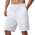 thumbnail image 2 of Mens Shorts Summer Casual Heavyweight Jacquard Elastic Waist Wide Straight Leg Beach Shorts with Pockets, 2 of 8