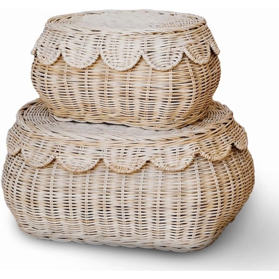 Cesta de mimbre BEBE BASK de ratán tejida a mano con tapa
