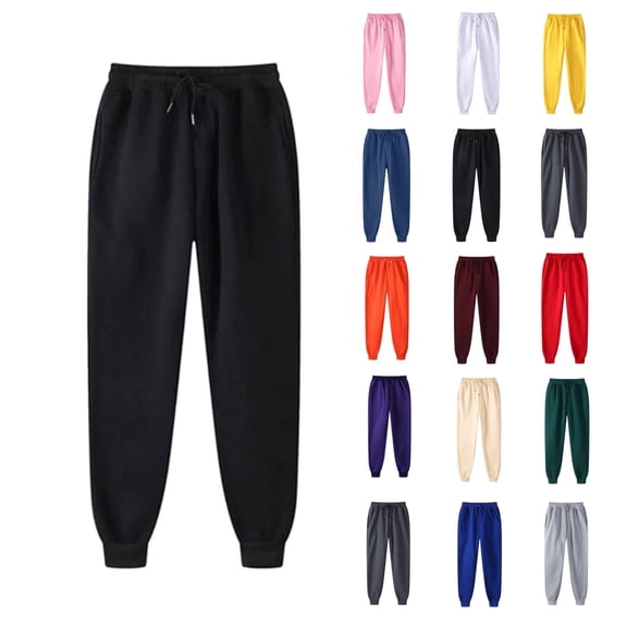 YgkuHd Women Men Sweatpants Sport Pants Drawstring Sweatpant Comfy Fleece Fall Winter Joggers Pants with Pockets,Black_M