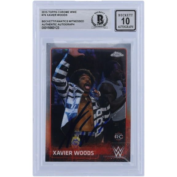 Xavier Woods WWE Autographed 2015 Topps Chrome #76 Beckett Fanatics Witnessed Authenticated 10 Rookie Card - Fanatics Authentic Certified