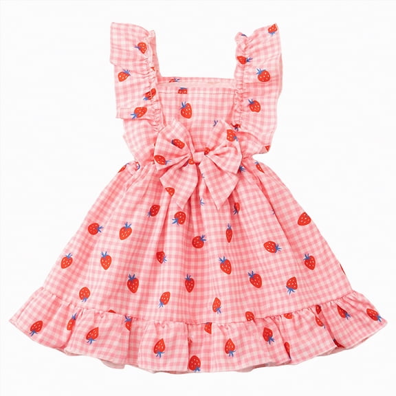 HCNTES Children Little Kids Girls Summer Floral Dress with Puff Sleeve Casual Sundress for Toddler Big Kids 12-24M 3T 4T 5T 6T 7T 8T 9T 10T 11T(5-6 Years,L04-Pink)