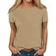 thumbnail image 2 of AherBiu T-Shirts Grande Taille pour Femmes Col Rond Coupe Ample T-Shirts Décontractés Manches Courtes Couleur Unie Basiques, 2 of 5