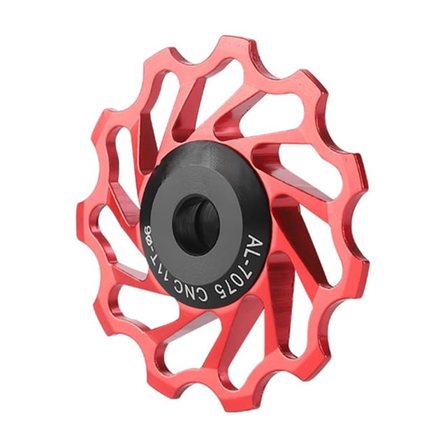 Yimiti Vélo de Route 11T 13T Roue de Guidage en Alliage d'Aluminium Roulement en Porcelaine Roue de Guidage, Rouge 11T