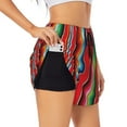 thumbnail image 2 of Disketp Mexican Serape Blanket Stripes Print Women's Shorts Workout Shorts for Athletic Gym Running Shorts with Phone Pockets Small, 2 of 8