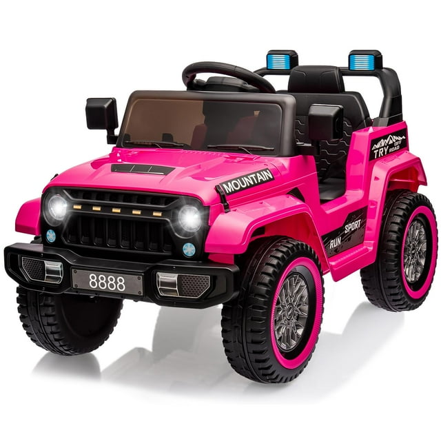 12V Kids Ride On Truck Car, Battery Powered Electric Vehicles with Remote Control, Spring Suspensions, 3 Speeds, LED Lights, Music, MP3, Ride On Toy Car for Children Toddles Boys Girls