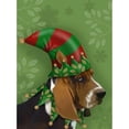 thumbnail image 3 of Fab Funky 14x18 Black Modern Framed Museum Art Print Titled - Basset Hound, Elf Hat, 3 of 5
