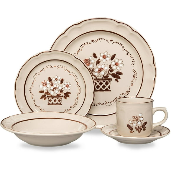 Vajilla Santa Anita Cubierta Cerámica Flor Otoño 20 Piezas