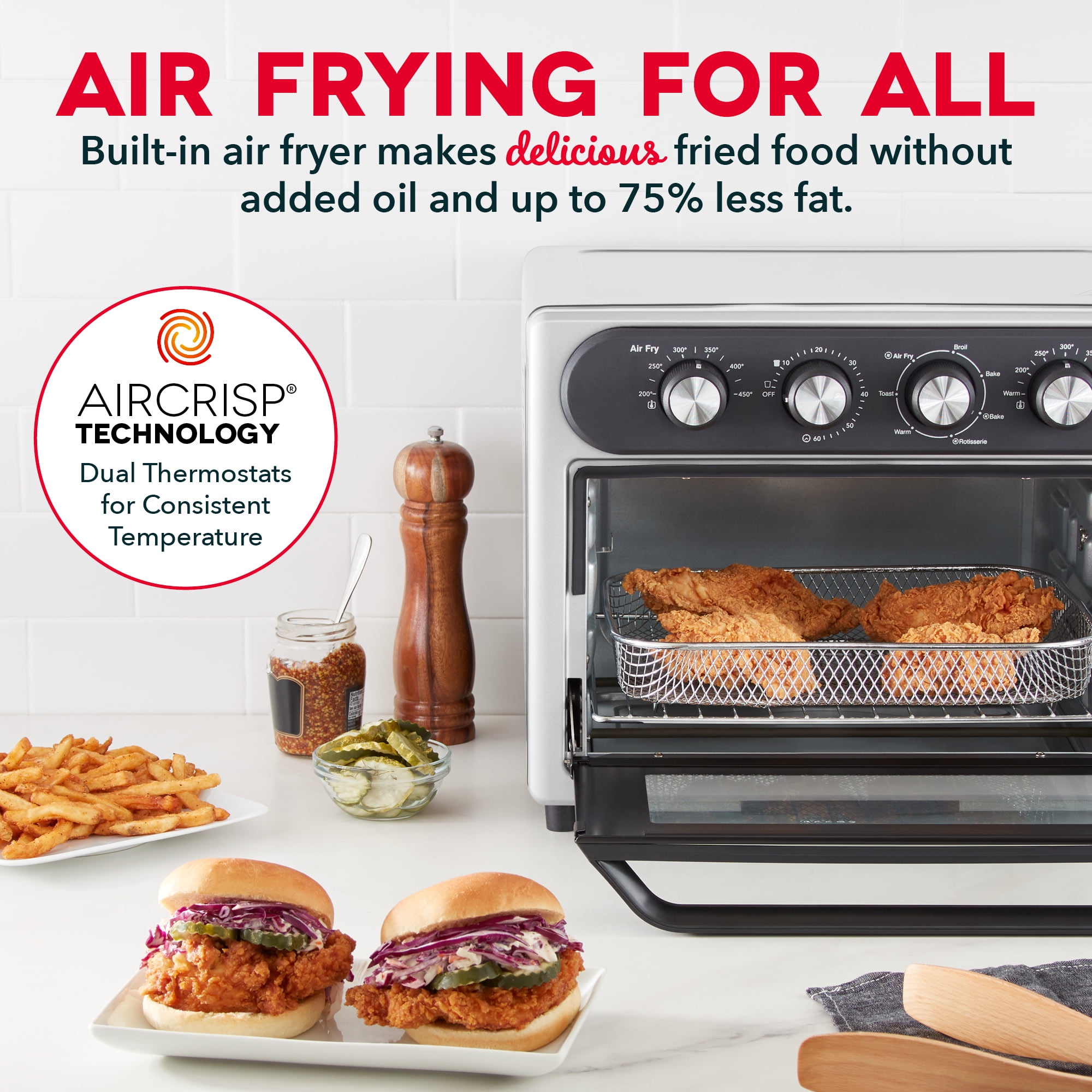 Dash Chef Series 24.3 qt Air Fryers, Silver - Non-Stick
