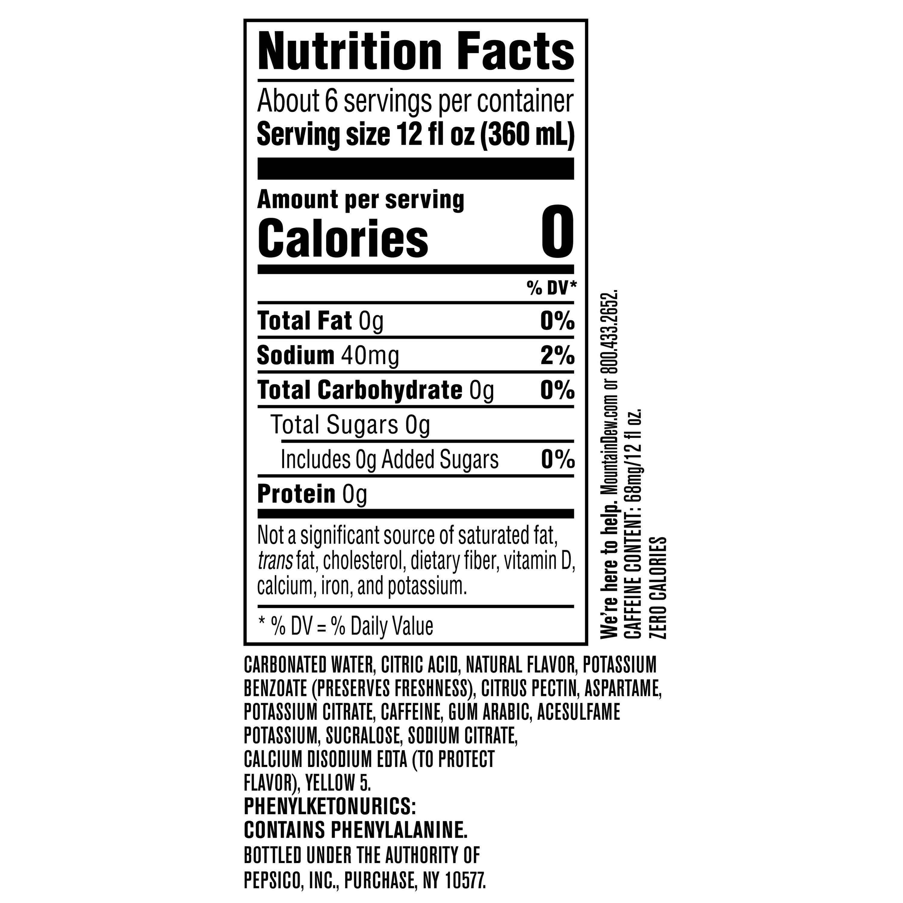 (5 pack) Mountain Dew Zero Sugar Citrus Soda Pop, 2 Liter Bottle