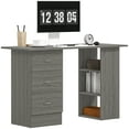 thumbnail image 1 of HOMCOM Bureau d'Ordinateur avec Étagères de Rangement à 3 Niveaux, Bureau de Bureau à Domicile, Gris, 1 of 10