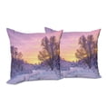 thumbnail image 6 of Ambesonne Winter Throw Pillow Cover 2 Pack, Landscape with Sunset, 18", Pink White, 6 of 6