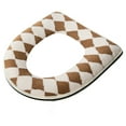thumbnail image 2 of HomeDM Bathroom Toilet Seat Cover Pads, Washable Toilet Covers Soft Comfortable Warm Toilet Seat Cushion Cover Easy Installation Toilet Lid Seat Cover Brown, 2 of 3