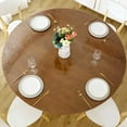 thumbnail image 3 of Fitted Tablecloths for ;-; Round Tables Marble Look Flannel Backed Vinyl Table Cloth Elastic Stretch Table Cover for Kitchen Dining Tables Party and Casual Use, 3 of 7