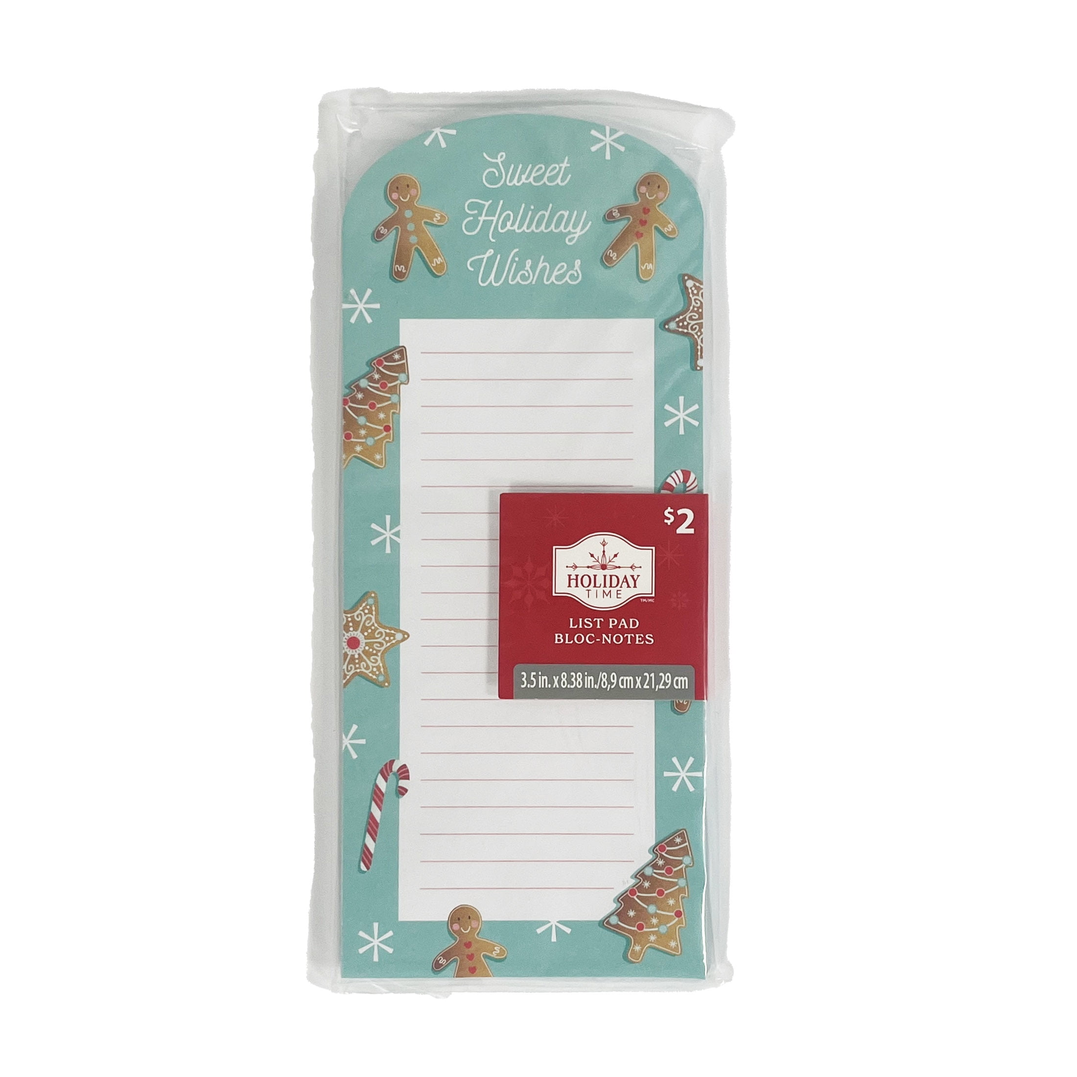 Bloc-notes de Noël en pain d'épices bleu Holiday Time, décoration magnétique