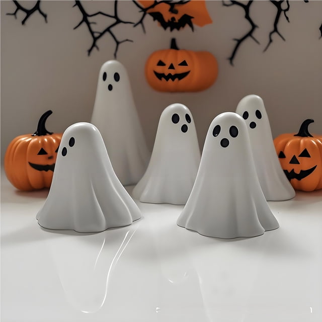 Pieza Estatua Fantasma Set, Estatua Fantasma Aterradora, Decoración Halloween Resina, Adornos para Hogar, Estantería, Mesa o Fiesta, Estatua Fantasma de Resina para Amantes del Horror, Set