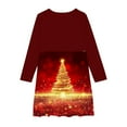 thumbnail image 4 of FamilyThread Girls Christmas Dress Long Sleeve Dress for Girls Swing Twirly Skater Dresses Tree Print Casual A Line Dresses For 4-12Y, 4 of 5