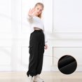 thumbnail image 5 of Staki Sweatpants for Girls Baggy Sweatpants for Girls Trendy Oversized Wide Leg Loose Sweat Pants Elastic High Waist Drawstring Athletic Joggers(Black,10-11 Years), 5 of 5