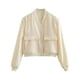 thumbnail image 3 of Chaqueta de mujer, abrigo informal de primavera, ligero, a la moda, con bolsillos grandes. Beige, 3 of 8