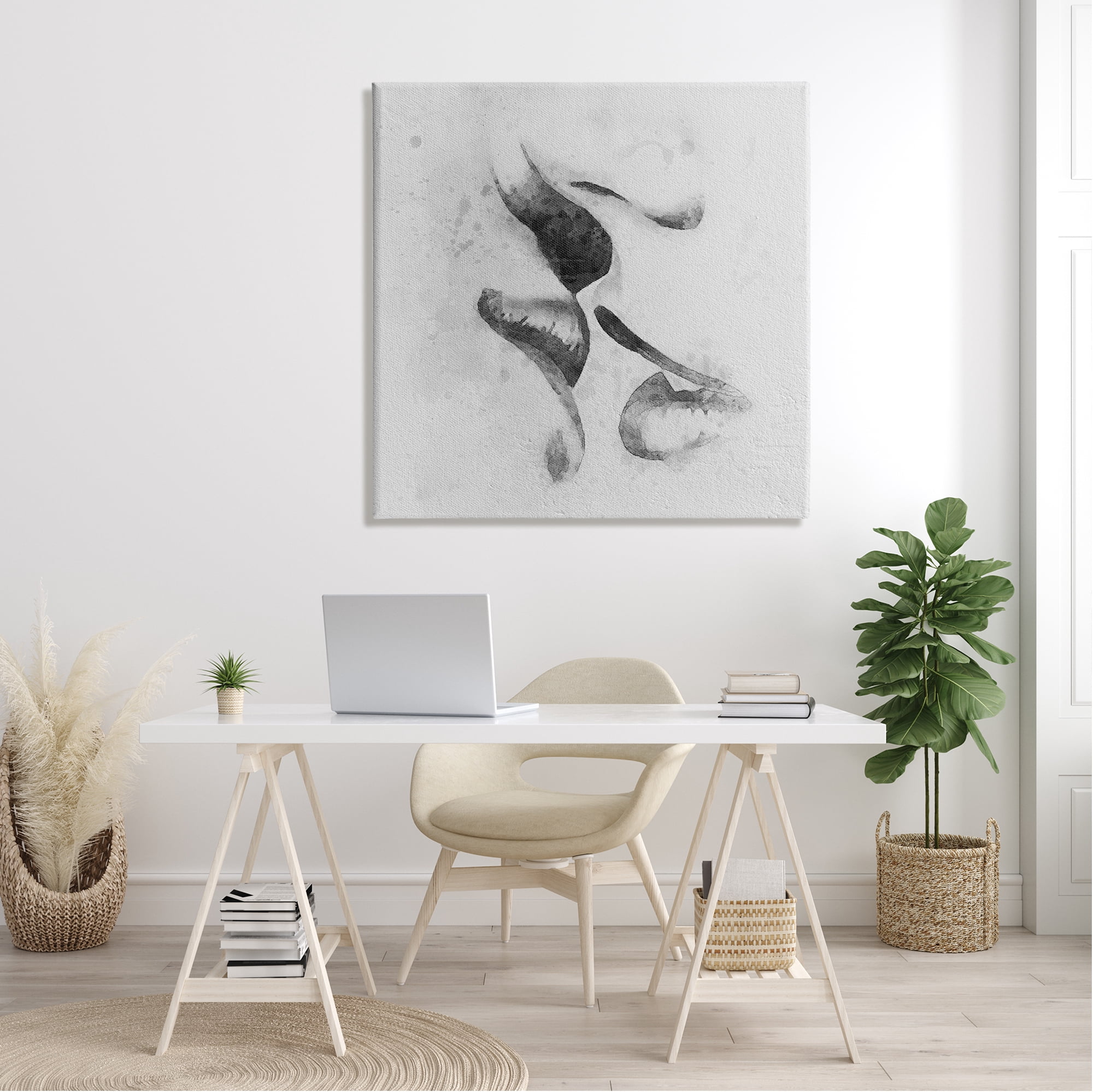 Romantic Kiss Faces Lips Closeup Couple Drawing Novelty Drawing Print Gallery-Wrapped Canvas Print Wall Art