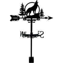 Wolf Weather Vane Moon Wrought Iron Wind Vane Forest Garden Weathervane Wind Direction Indicator for Outdoor Roof Paddock Decoration