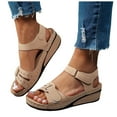 thumbnail image 1 of Womens Dress Sandals for Ladies Comfortable Leather Arch Support Platform Wedge Walking Work Summer Shoes, 1 of 4