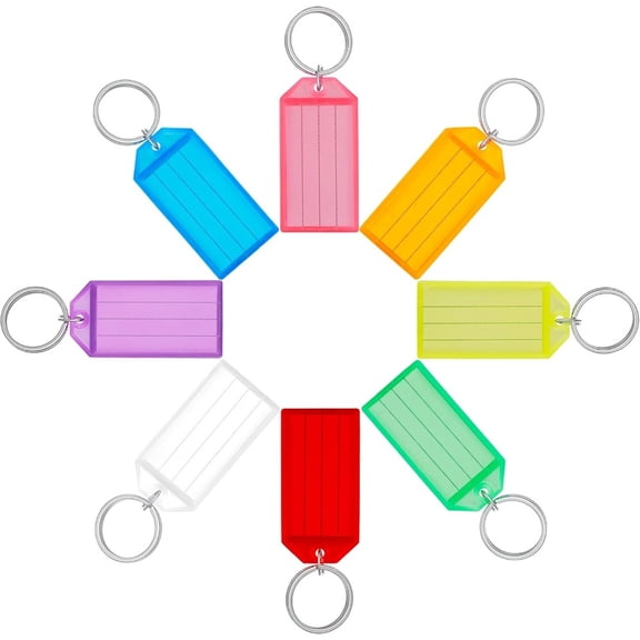 40 Pcs 8-Color Key Tags with Writable Labels, Durable Plastic Key Identifier Tags with Transparent Cover & Split Rings for Home, Office Organization