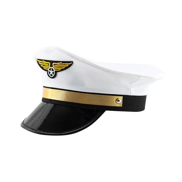 Sombrero de cornisa grande de aerolínea, gorra de aerolínea, Cosplay para hombres y mujeres, accesorios de disfraz, sombrero de avión de Carnaval blanco
