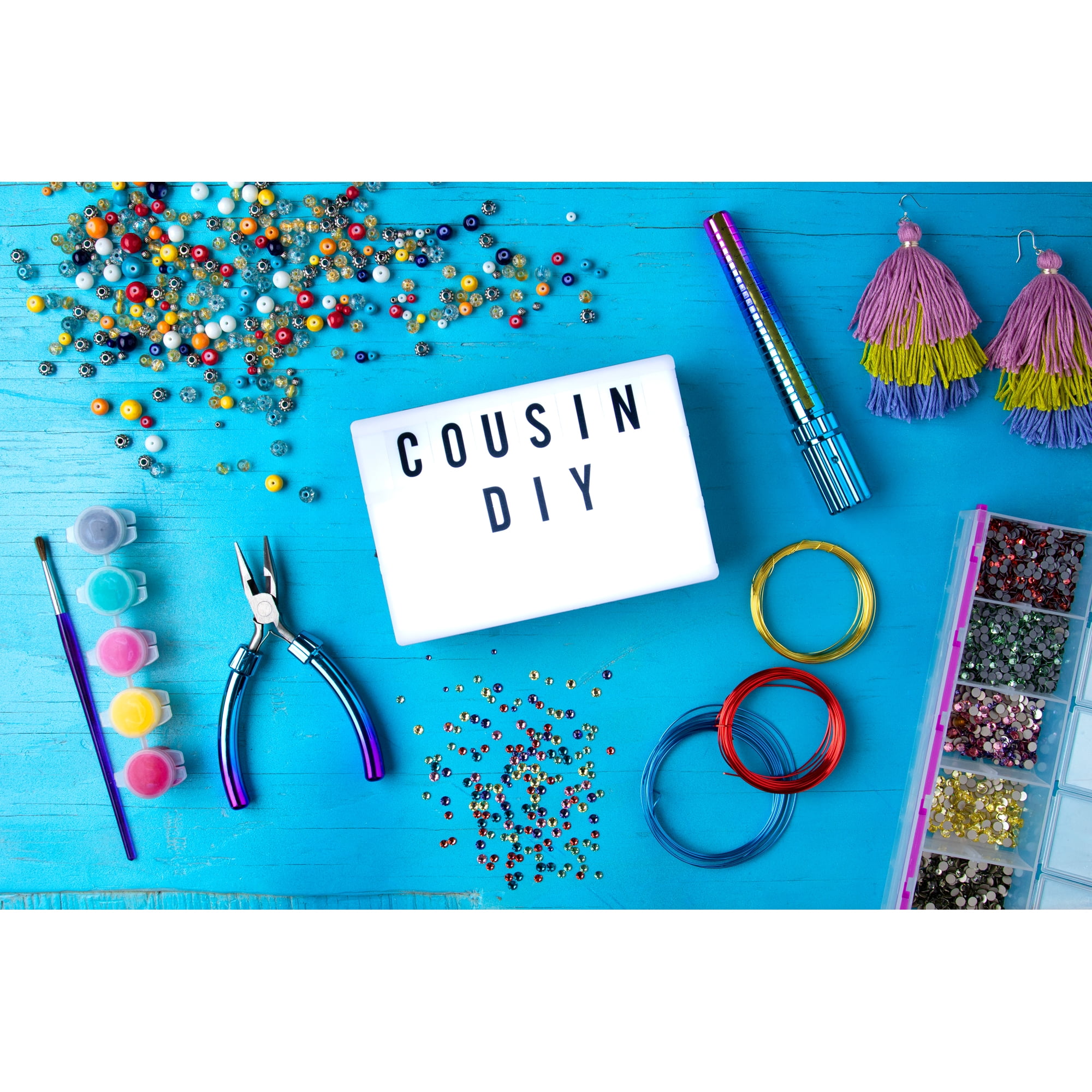 Cousin DIY Silicone Bead Board Crafting Mat with Recessed Compartments, Rolls Up, Teal Blue
