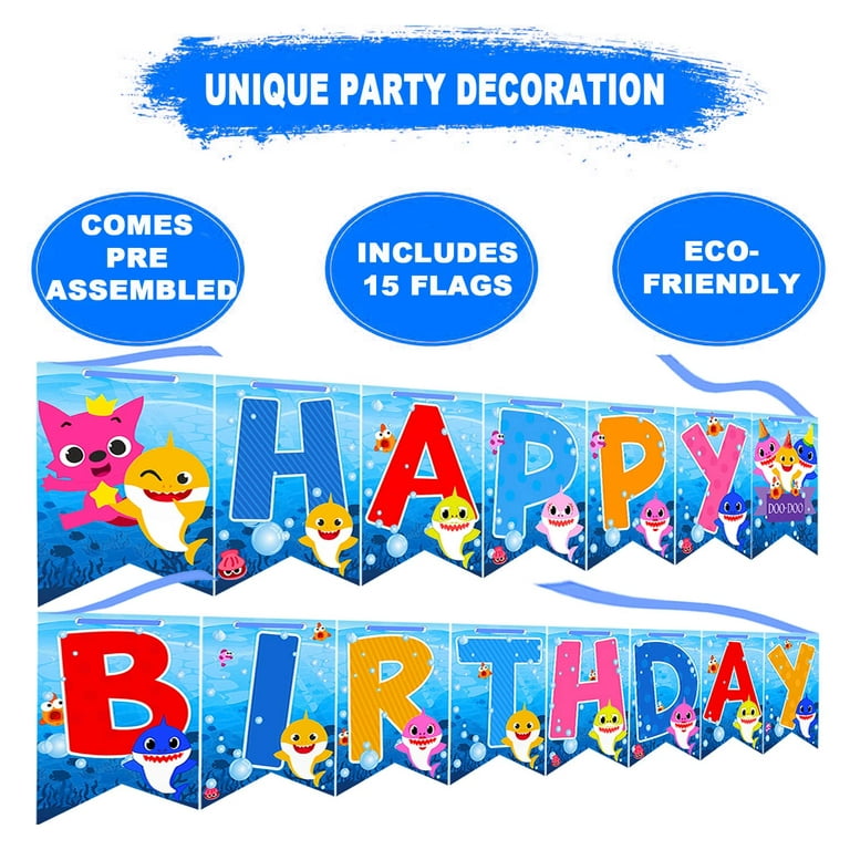 12 pcs Baby Shark Happy Birthday Party Supplies Set For Kids Baby Shower Party