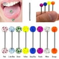 thumbnail image 2 of Glitter Tongue Ring/Snake Eyes/Nipple UV 14G (1.6mm) Acrylic (CLEAR GLITTER) (B/4/5), 2 of 3