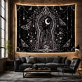 thumbnail image 6 of Gothic Keyhole Garden with Crescent Moon Moths on Black, Mystical Gothic for Dark Art Lovers, Whimsical Witchy Home Decor Halloween Gift Tapestry Wall Hanging for Bedroom and Living Room, 6 of 7