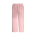 thumbnail image 6 of Olyvenn Women's Cotton Linen Shorts 2025 Casual Loose Knee Length Beach Pants Summer Drawstring Bermuda Shorts with Pockets Pink XXL, 6 of 6