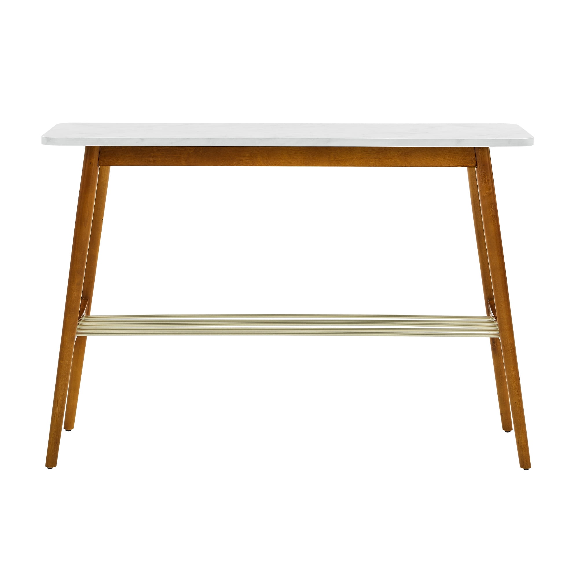 Manor Park Barry Mid Century Modern Faux Marble Entry Table, Acorn