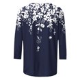 thumbnail image 6 of JTZGDY Womens Tops Dressy Casual Floral Printed Summer 3/4 Length Sleeve Crewneck Front Ruched Pleated T-Shirts Loose Lightweight Comfy Graphic Tunic Blouse Navy#02 XL, 6 of 7