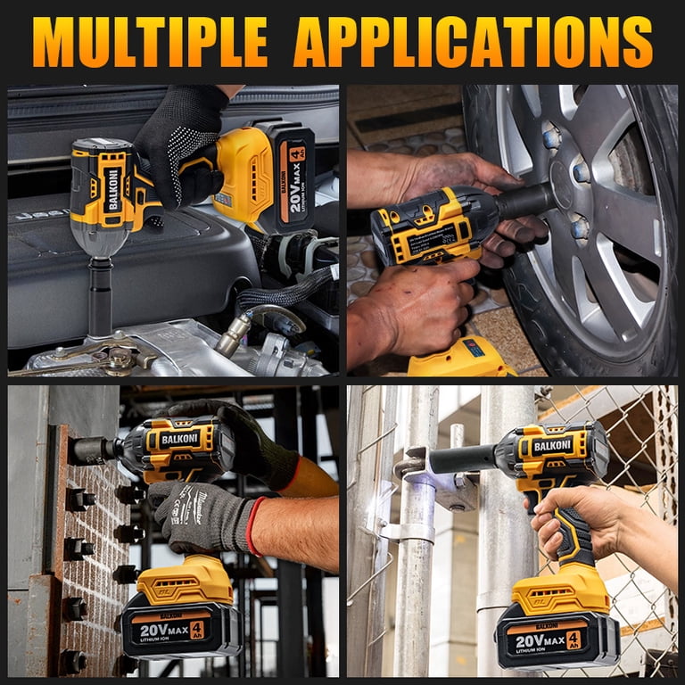Cordless 1/2 Inch Brushless Impact Wrench,400 N.m,4Ah Battery
