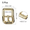 thumbnail image 2 of Uxcell 5Pack 0.59" Single Prong Belt Buckle Square Center Bar Buckles for Leather Craft, Gold, 2 of 7