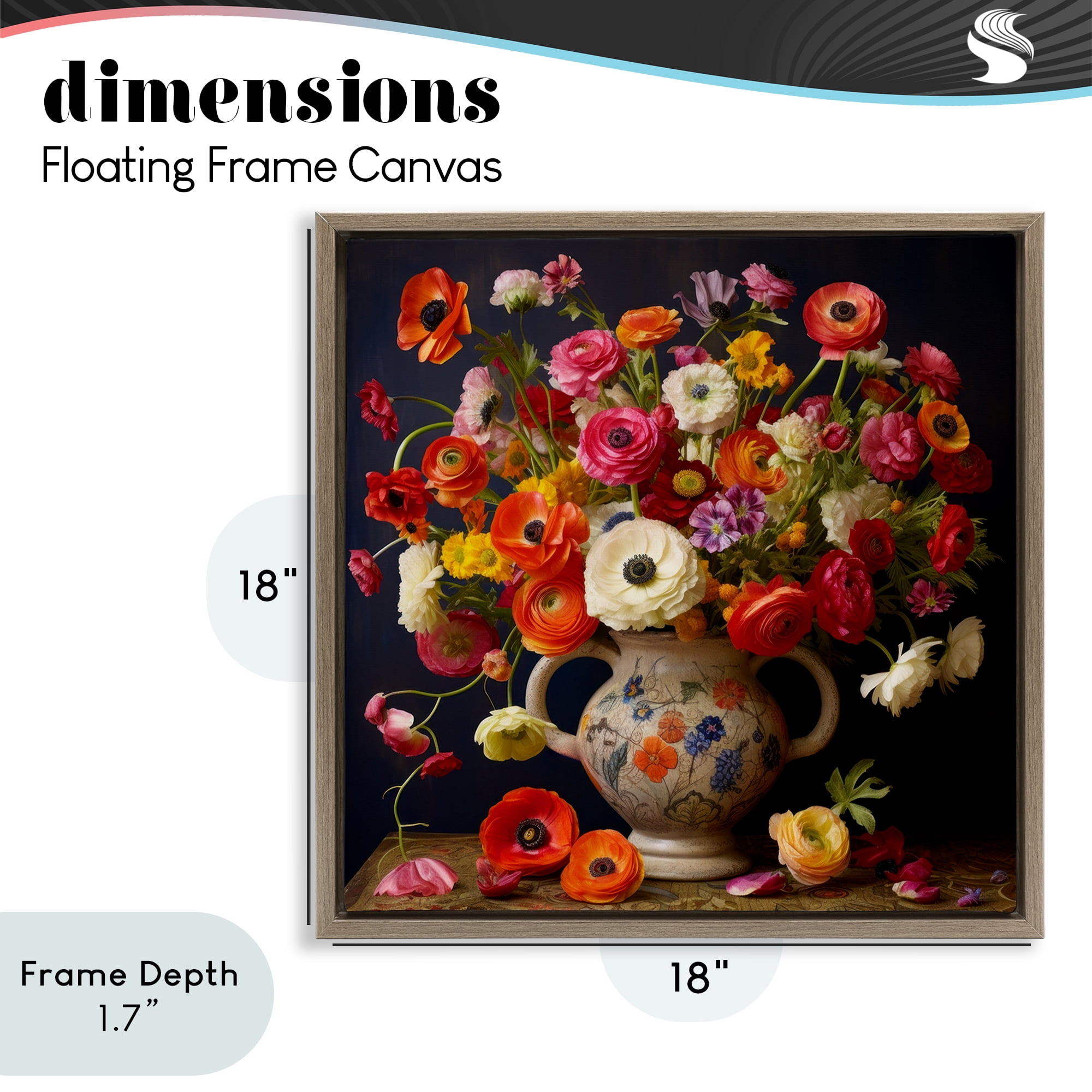 Stupell Industries Harmonious Bouquet Composition Brown Framed Floater Canvas Wall Art, design by Lazar Studio