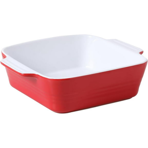 8x8 Baking dish, Square Baking Pan, Ceramic Casserole Dishes for Oven, Cake Pan with Handle, for Brownie, Lasagna, Casserole, 2 Quart, Home Gift, Wedding Gift, Red