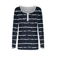 thumbnail image 6 of Craaazy Women Tops Long Sleeve Striped Tops V-Neck Button Blouse Square Check Print Fall Basic Tees Casual T Shirts Slim Fit Gifts, 6 of 6