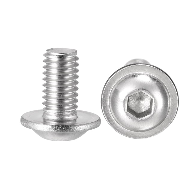 Unique Bargains M6 x 12mm 304 Stainless Steel Flanged Button Head Socket Cap Screws 20 Pack
