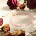 thumbnail image 2 of Rose Quartz 3mm Round Shape Faceted Cut Beads 7 inch Adjustable Gold Plated Clasp Bracelet for men, women, unisex. Link Chain Stacking Bracelet.|LINK_05876, 2 of 6