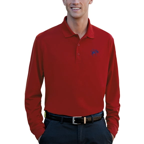 Men's Red Richmond Spiders Vansport Omega Long Sleeve Solid Mesh Tech Polo