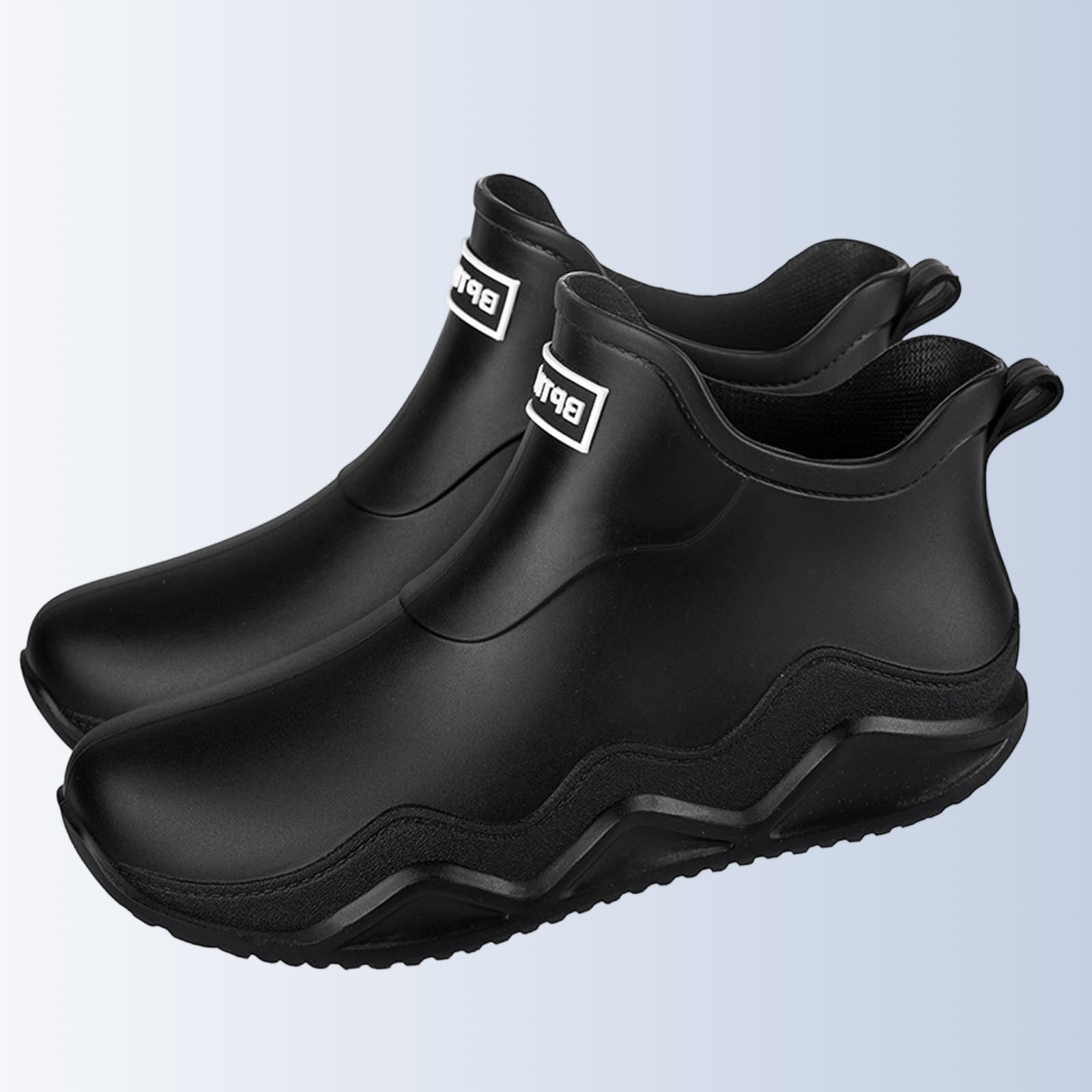 Black Womens Rain Boots Water Shoes Low Top Rubber Sole Casual Outdoor Indoor Non Slip Comfortable Shoes With Letter Design For Everyday Wear Size 40