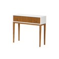 thumbnail image 1 of Baxton Studio Odile Mid-Century Modern Two-Tone Natural Brown and White Bayur Wood 1-Drawer Console Table, 1 of 5