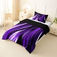 thumbnail image 2 of Manfei Neon Light Stripes Twin Comforter Sets, Abstract Wavy Line Bedding Set, Purple Black, Black Reversible 2-Piece, 1 Comforter and 1 Pillowcase, 2 of 6