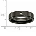 thumbnail image 2 of Titanium Black Ti with Diamond 6mm Ridged Edge Polished Band, 2 of 7