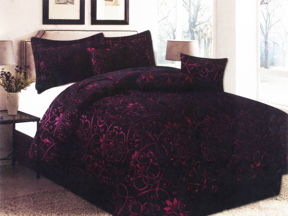Dark Purple Comforter Set Queen 7 Piece Minka Gray Purple Reversible 